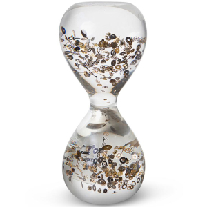 The hourglass sculpture "Passage Through Time" is large